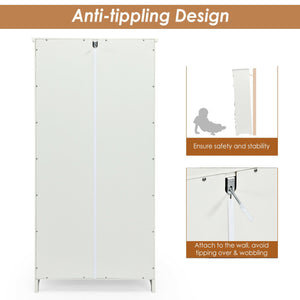 Accent Floor Storage Cabinet with Adjustable Shelves Antique 2-Door-Cream White view 9