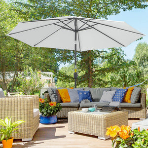 10' x 8' Round Market Umbrella, Patio Umbrella with Crank Handle and Tilt, Outdoor Parasol for Garden, Blue – view 63