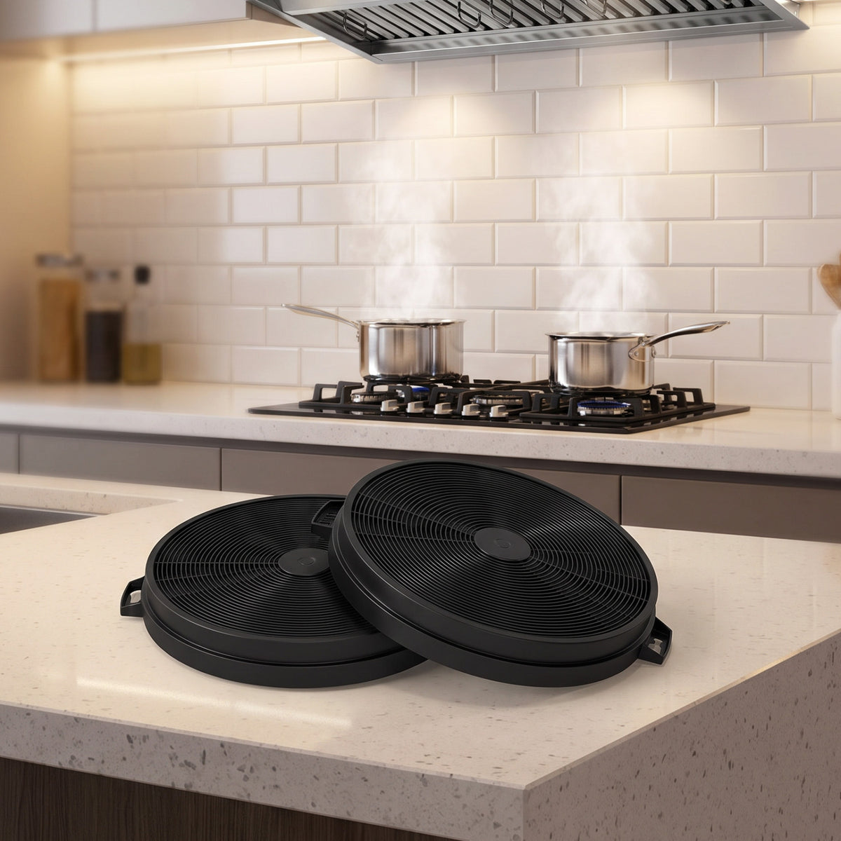 Activated Carbon Filter for Ductless Range Hood with Triple Layers Twist-Lock Installation view 2