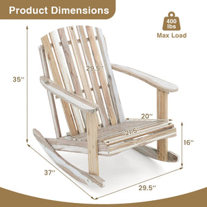 Adirondack Rocking Chair with Slatted Seat and High Fanned Back-Natural view 3