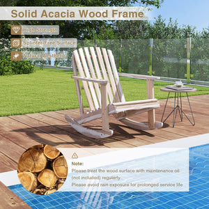 Adirondack Rocking Chair with Slatted Seat and High Fanned Back-Natural view 5