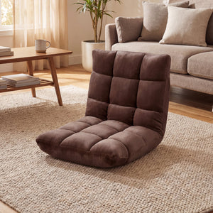 Adjustable 14-position Cushioned Floor Chair-Coffee view 2