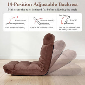 Adjustable 14-position Cushioned Floor Chair-Coffee view 6