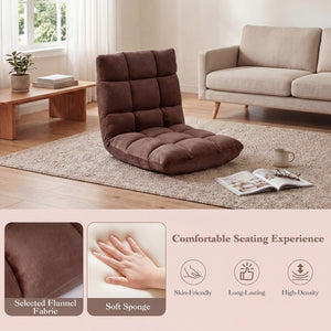 Adjustable 14-position Cushioned Floor Chair-Coffee view 8