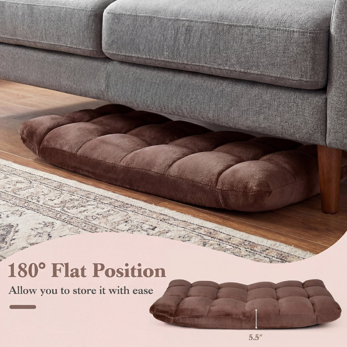 Adjustable 14-position Cushioned Floor Chair-Coffee view 9