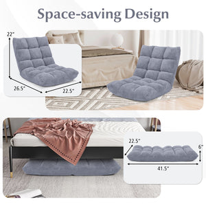 Adjustable 14-position Cushioned Floor Chair-Gray view 4