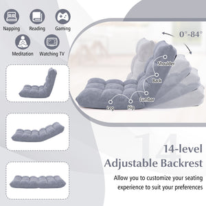Adjustable 14-position Cushioned Floor Chair-Gray view 5