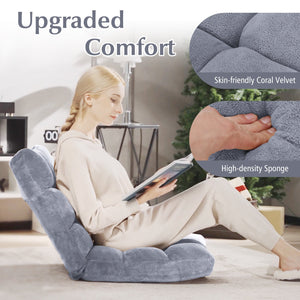 Adjustable 14-position Cushioned Floor Chair-Gray view 6