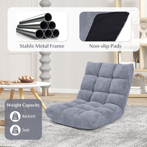 Adjustable 14-position Cushioned Floor Chair-Gray view 7