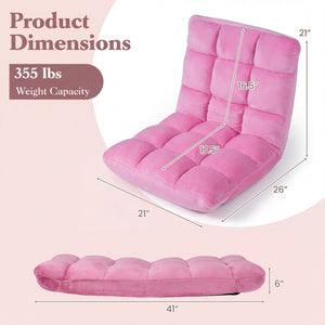 Adjustable 14-position Cushioned Floor Chair-Pink view 3