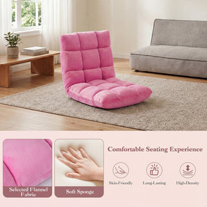 Adjustable 14-position Cushioned Floor Chair-Pink view 6