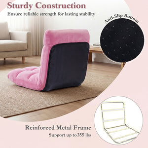 Adjustable 14-position Cushioned Floor Chair-Pink view 8