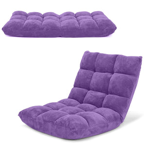 Adjustable 14-position Cushioned Floor Chair-Purple view 6