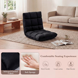 Adjustable 14-Position Floor Chair Folding Lazy Gaming Sofa Chair-Black view 7