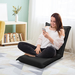 Adjustable 6 Positions Folding Lazy Man Sofa Chair Floor Chair-Black view 7
