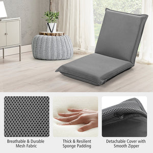 Adjustable 6 positions Folding Lazy Man Sofa Chair Floor Chair-Gray view 9