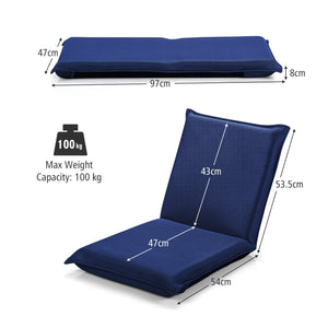 Adjustable 6 positions Folding Lazy Man Sofa Chair Floor Chair-Navy view 4