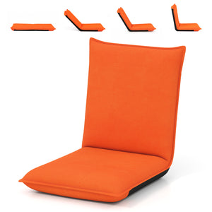 Adjustable 6 Positions Folding Lazy Man Sofa Chair Floor Chair-Orange view 4