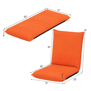 Adjustable 6 Positions Folding Lazy Man Sofa Chair Floor Chair-Orange view 5