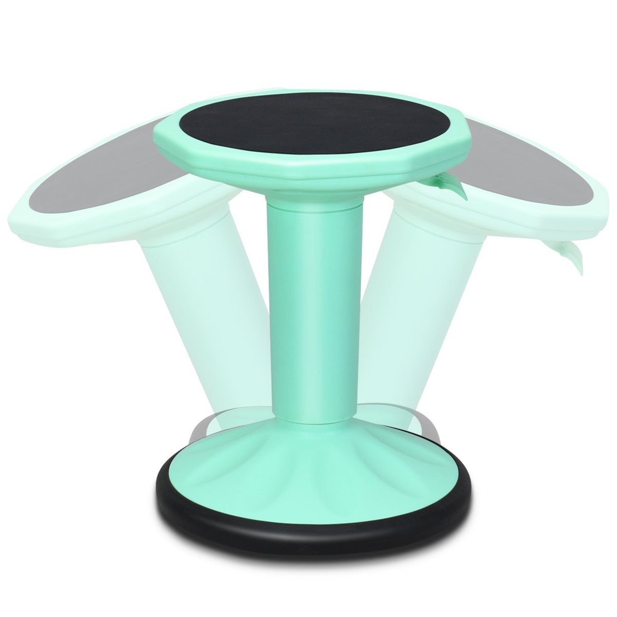 Adjustable Active Learning Stool Sitting Home Office Wobble Chair with Cushion Seat -Green view 4