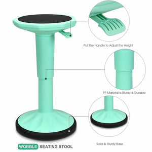 Adjustable Active Learning Stool Sitting Home Office Wobble Chair with Cushion Seat -Green view 8