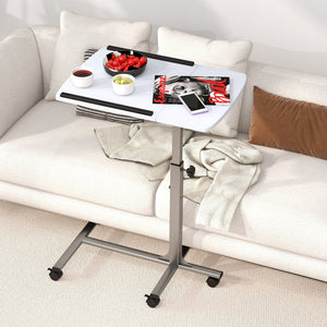 Adjustable Angle Height Rolling Laptop Table-White view 3