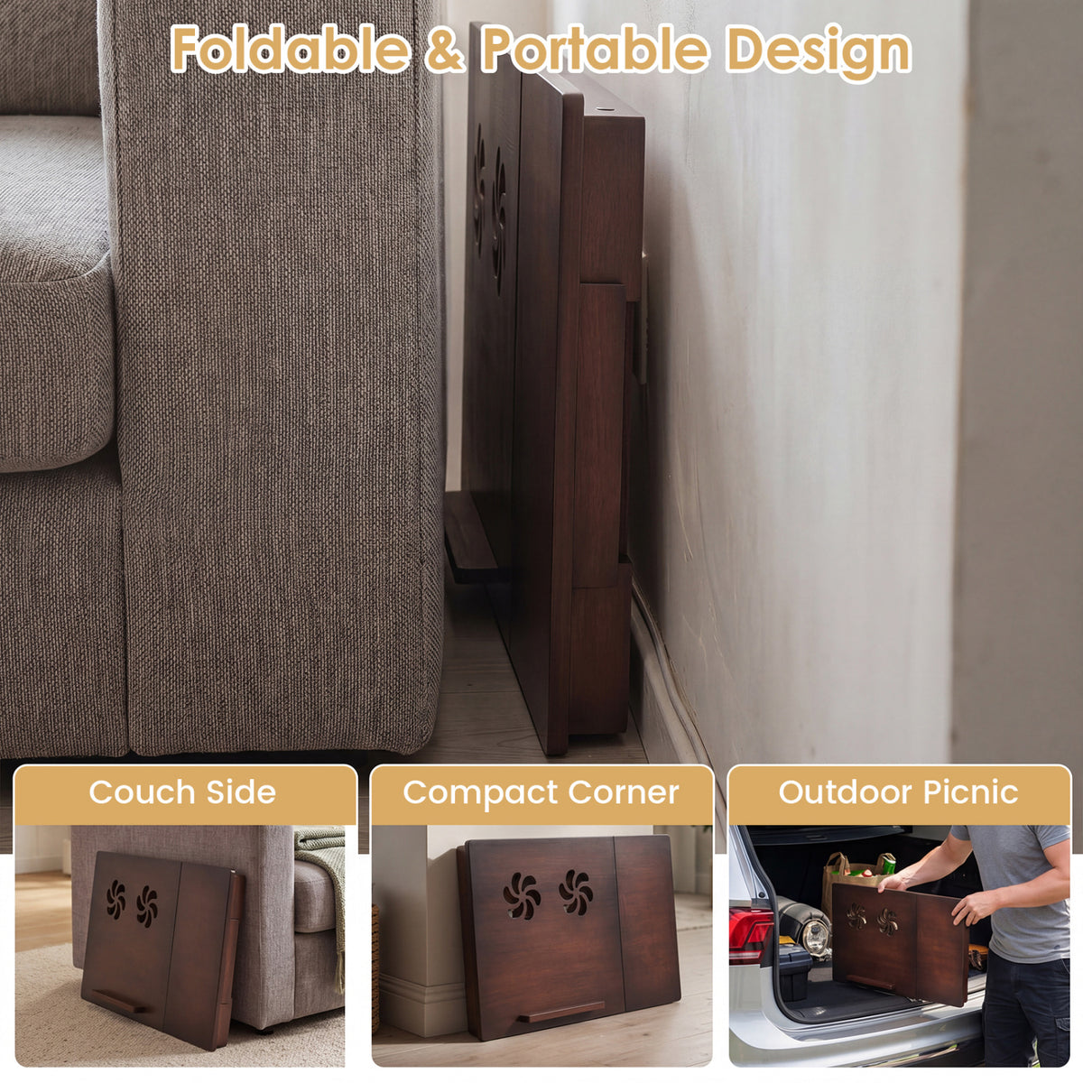 Adjustable Bamboo Laptop Desk with Tilting Top and Adjustable Legs for Wring-Brown view 7