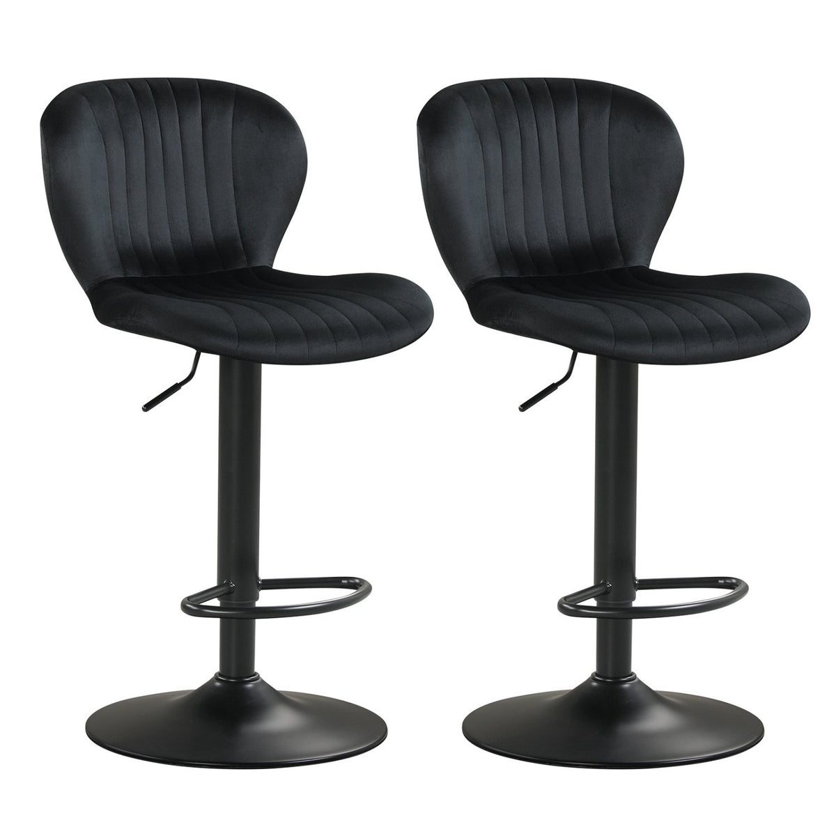 Adjustable Counter Height Chairs Set of 2 with Velvet Upholstered Backrests-Black view 4