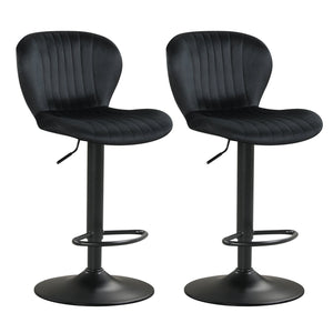 Adjustable Counter Height Chairs Set of 2 with Velvet Upholstered Backrests-Black view 4