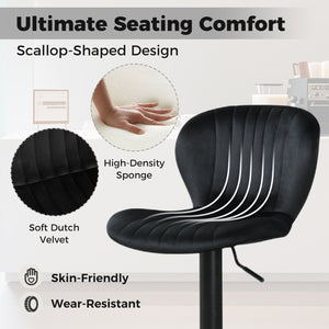 Adjustable Counter Height Chairs Set of 2 with Velvet Upholstered Backrests-Black view 7