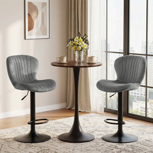 Adjustable Counter Height Chairs Set of 2 with Velvet Upholstered Backrests-Gray view 3