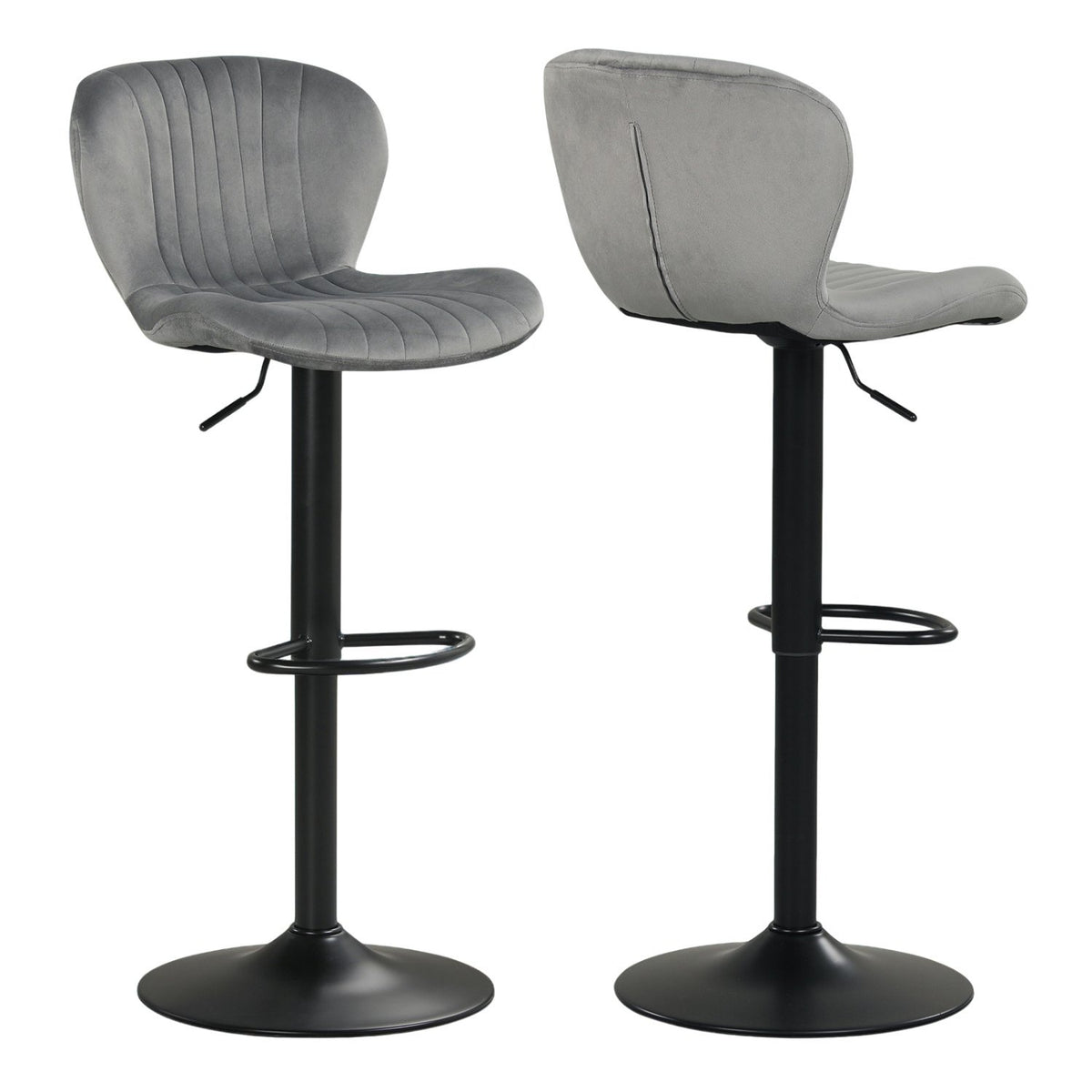 Adjustable Counter Height Chairs Set of 2 with Velvet Upholstered Backrests-Gray view 4