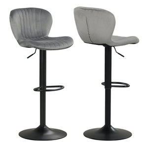 Adjustable Counter Height Chairs Set of 2 with Velvet Upholstered Backrests-Gray view 4