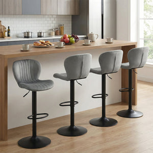 Adjustable Counter Height Chairs Set of 2 with Velvet Upholstered Backrests-Gray view 6