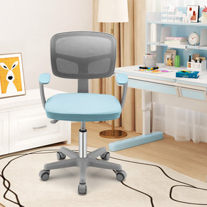 Adjustable Desk Chair with Auto Brake Casters for Kids-Blue view 2