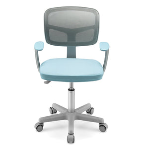 Adjustable Desk Chair with Auto Brake Casters for Kids-Blue view 4
