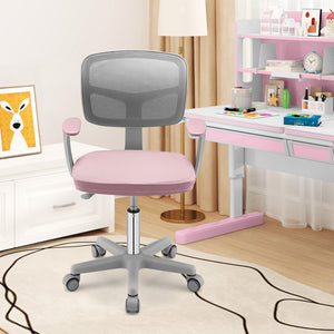Adjustable Desk Chair with Auto Brake Casters for Kids-Pink view 2
