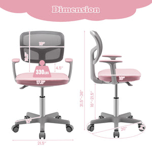 Adjustable Desk Chair with Auto Brake Casters for Kids-Pink view 5
