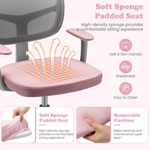Adjustable Desk Chair with Auto Brake Casters for Kids-Pink view 8