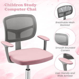 Adjustable Desk Chair with Auto Brake Casters for Kids-Pink view 9