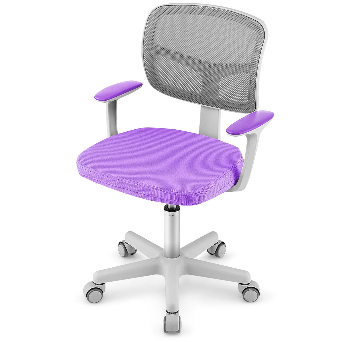 Adjustable Desk Chair with Auto Brake Casters for Kids-Purple view 4