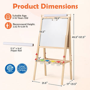Adjustable Double-sided Easel with 4 Paint Cups-Natutral view 2