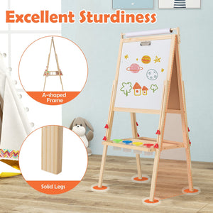 Adjustable Double-sided Easel with 4 Paint Cups-Natutral view 5