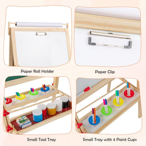 Adjustable Double-sided Easel with 4 Paint Cups-Natutral view 6