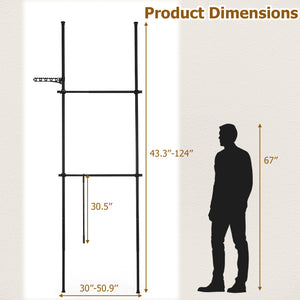 Adjustable Floor to Ceiling Clothes Rack with 2 Hanging Rods-Black view 5