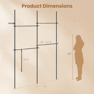 Adjustable Floor to Ceiling Clothes Rack with 4 Hanging Rods-Black view 5