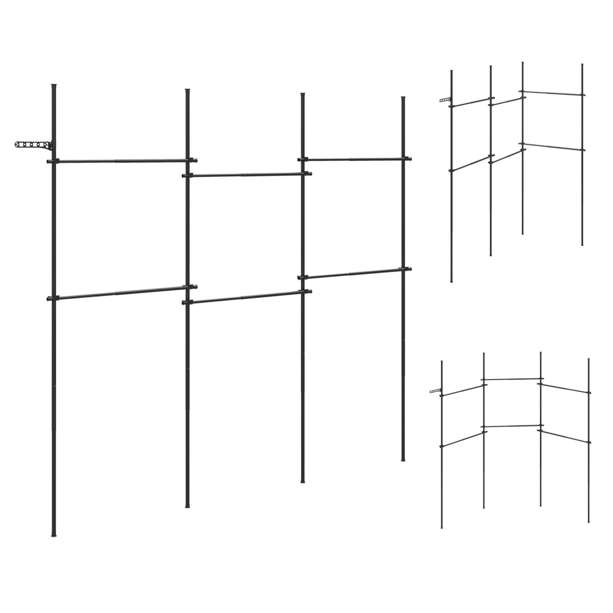 Adjustable Floor to Ceiling Clothes Rack with 6 Hanging Rods-Black view 4