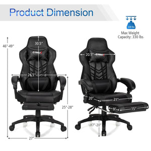 Adjustable Gaming Chair with Footrest for Home Office-Black view 4