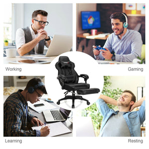 Adjustable Gaming Chair with Footrest for Home Office-Black view 8