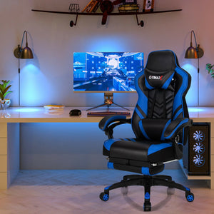 Adjustable Gaming Chair with Footrest for Home Office-Blue view 2